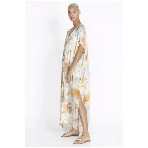 *Read* Johnny Was Calme Tie Dye Kaftan Maxi Dress Swimsuit Coverup Size L/XL - Picture 7 of 14